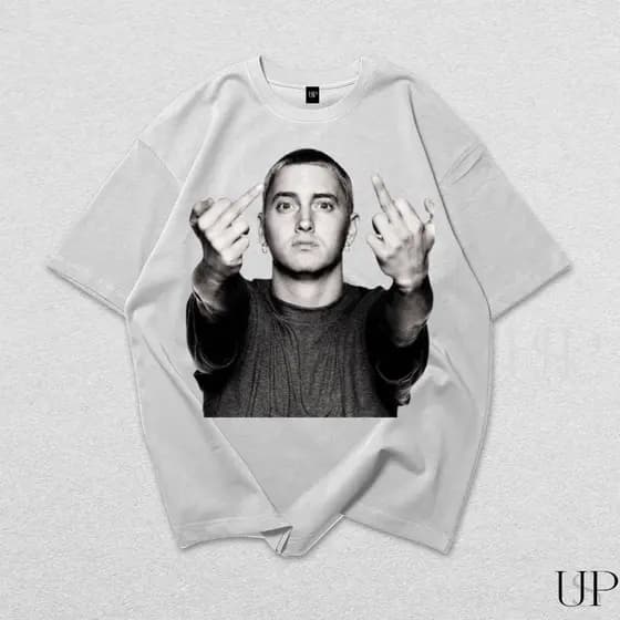 Camiseta Camisa Eminem Rapper Dedo Musica Artista Rap Anos 2000 Streetwear Vintage Algodão