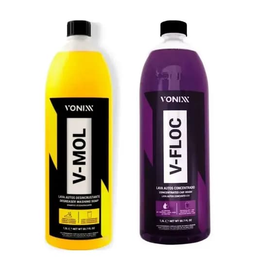 Kit Shampoo Automotivo Esfregação Neutro V-floc e V-mol Vonixx 1,5 ML