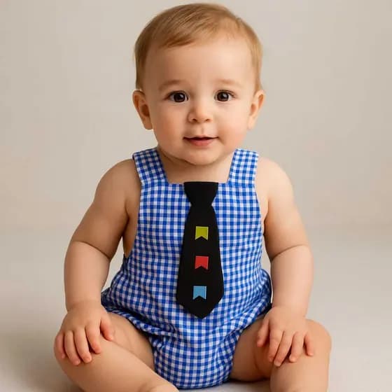 Body Bebê Menino Xadrez Festa Junina Romper Camisa São João Festa Junina Mesversario Com Gravata
