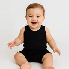 Conjunto Camiseta Regata e Short Infantil Bebê 100% Algodão Neutro Liso Menino Menina Verão