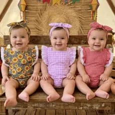 Body Infantil Xadrez Bebê Menina com faixa Festa Junina Arraiá São João Caipira Algodão