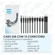 Cabo USB Para Celular 10 Em 1 Universal