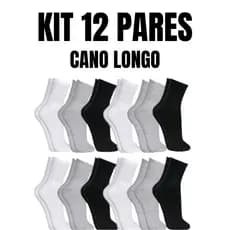6 e 12 Pares Meias Cano Alto Algodão Unissex 35 ao 46
