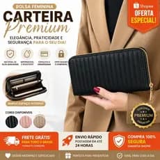 Bolsa Carteira Feminina Casual com Zíper Porta Cartões E Moedas