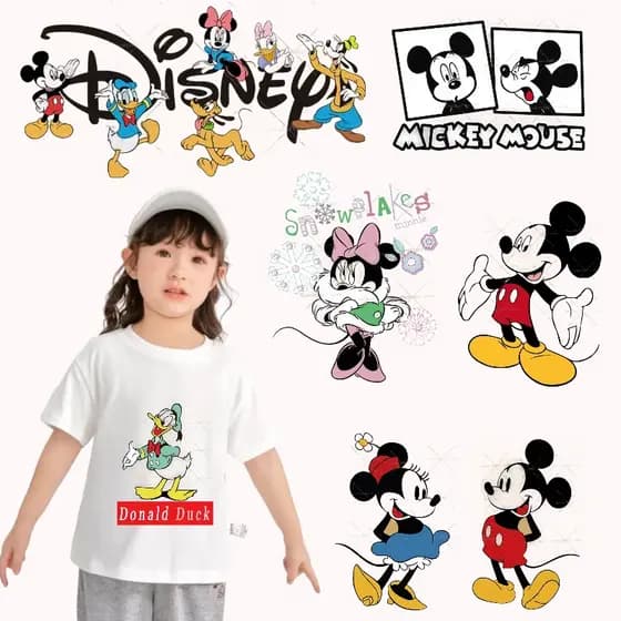 Disney Mickey Minnie Heat Transfer Sticker Mouse Iron on Women's Fashion Donald Duck Clothing Patch Pack Vestuário De Bricolage Camiseta Decoração Presente