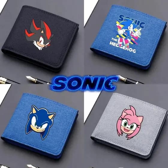 Carteira Sonic Cute Print Padrão Com Zíper Embutido Sombra Leve Mudança Armazenamento Estudante Zero De Grande Capacidad