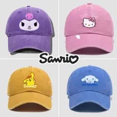 Boné De Beisebol De Algodão Lavado Dos Desenhos Animados Sanrio , Chapéu Retrô Kuromi Da Moda , Hello Kitty Respirável E