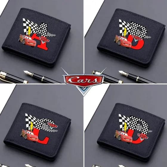 Carteira Dobrável Para Carros Lightning McQueen Letter Az Portátil Com Zíper Pode Conter Moedas E Cartões Bancários