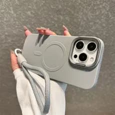 Capa protetora magnética Magsafe líquida com sensação de pele iPhone16 ProMax 15 14 13 12 11 Suporte de lente com tudo i