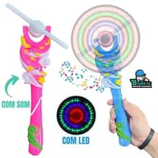 Kit 12 Varinha Catavento Golfinho De Brinquedo Com Led Som