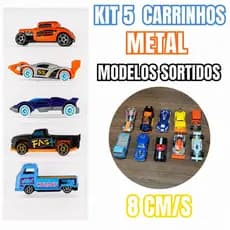 Kit Carrinhos Die Cast Metal 5 Peças 8cm Colecionável Infantil