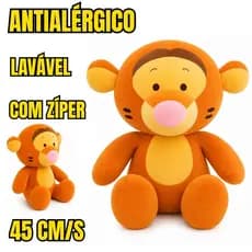 Pelúcia Tigre 45cm Super Macia Antialérgica com Enchimento Premium e Toque Aveludado