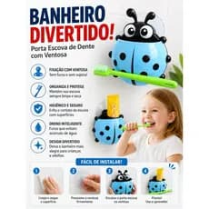 Porta Escova de Dente e pasta Suporte De Parede  Joaninha com Ventosa