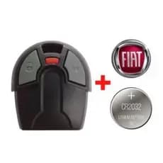 Capa Controle Alarme Fiat Uno Palio Strada + Logo Vermelho + Bateria Oca