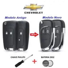 Chave Canivete Onix Cruze Cobalt S10 Spin Sonic Prisma Tracker Chevrolet GM + Bateria + Chave Phillips