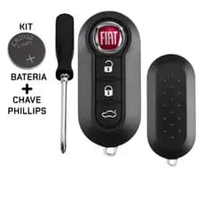 Capa Carcaça Chave Canivete Fiat Punto Mobi Palio Uno Strada 500 + Kit + Bateria + Chave Phillips