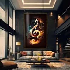 Quadro Decorativo Nota Musical Casa Sala Quarto Decoração Parede