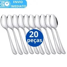 KIT 20 Colher de Mesa Talher Aço Inox GRANDE Luxo Sopa Arroz Para Casa Cozinha Bar Restaurante Buffet Faqueiro