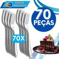 KIT Conjunto 70 Garfo Para Sobremesas Talher Aço Inox Luxo Reutilizável Faqueiro Para Casa Restaurante Buffet Bar Doces
