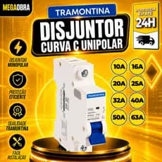 Disjuntor Tramontina Unipolar DIN Curva C 3kA 10 A a 63 A Original