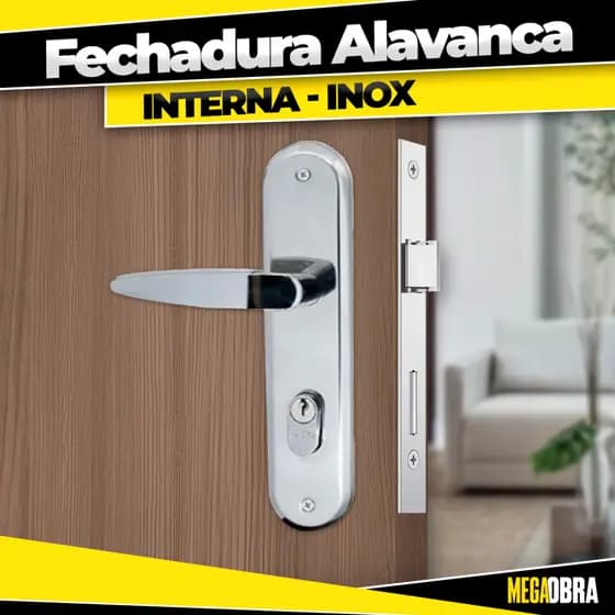 Fechadura Alavanca Inox Silvana - Externa Interna Banheiro