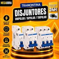 Disjuntor Unipolar/Bipolar/Tripolar 10A a 63A Curva C Tramontina Original