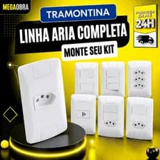 Tomadas e Interruptores Tramontina Linha Aria Completa 10A 20A Placa Modular 4x2 4x4 Branca
