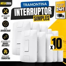 Kit Interruptor Simples Tramontina Aria 1 Tecla 4x2 Modular Branco Com Parafusos
