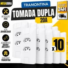 Kit Tomada Duplas 20A Tramontina Linha Aria 4x2 Modular Tomada 20 Amperes Dupla Pino Grosso
