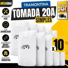 Kit Tomada 20A Simples Tramontina Linha Aria 4x2 Modular Tomada 20 Amperes Pino Grosso