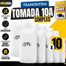 Kit Tomada 10A Simples Tramontina Linha Aria 4x2 Modular Tomada 10 Amperes