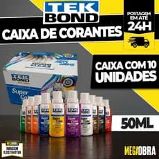 Kit 10 Corante Pigmento Líquido TEKBOND 50ml Base-Água Todas As Cores