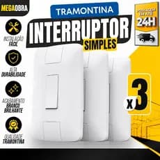 Kit 3 Interruptor Simples Tramontina Aria 01 Tecla 4x2 Modular