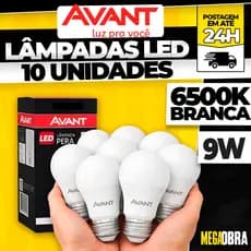 Kit 10 Lâmpada 9W de LED Bulbo E-27 Branco Frio 6500K Avant