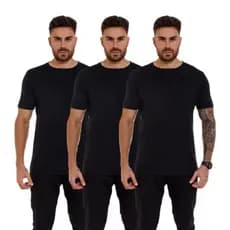 Kit 3 Camisetas Slim Fit Básicas 100% Algodão Premium Lisa