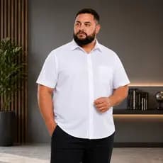 Camisa Social Extra Grande Plus Size Manga Curta Premium Top