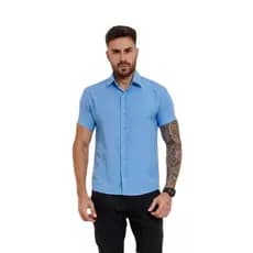Camisa Social Masculina Manga Curta Slim Fit Luxo Promoção
