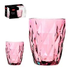 Jogo de Copo de Vidro Diamante Diamond Rosa c/ 2 pçs 270ml