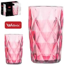 Jogo de Copo de Vidro Diamond Collection Rosa c/ 2 pçs 370ml