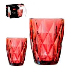 Jogo de Copo de Vidro Diamante Vermelho c/ 2 pçs 270ml