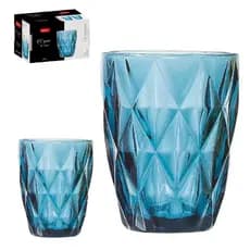 Jogo de Copo de Vidro Diamante Diamond Azul c/ 2 pçs 270ml