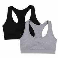 Kit 2 Top Suplex Feminino Nadador Fitness Sem bojo Preto e Cinza Liso
