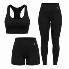 Kit Feminino Suplex  Tope Tipo nadador sem bojo, Calça legging cintura alta e Shorts de cintura alta
