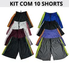Kit com 10 Shorts Calção Masculino Confortável para Academia Corrida Futebol Atacado