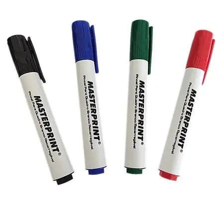 Caneta Pincel Quadro Branco Recarregável Cores Azul Preto Vermelho Verde Masteprint