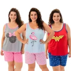 Pijama Feminino Regata Curto P ao 54/ Pijama Feminino Curto Plus Size