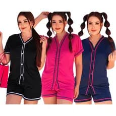 Pijama Feminino com Abertura de Botões/ Pijama Feminino Curto Aberto/ Pijama Feminino Amamentação