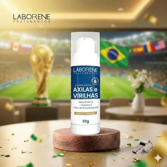 CLAREADOR DE AXILAS E VIRILHAS 30g   | Óleo de Rosa Mosqueta, Vitamina A & Peptídeo Clareador  - Laborene
