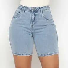 Bermuda Mom Jeans Feminina Clara Cintura Alta Levanta Bumbum Modeladora Casual Básica