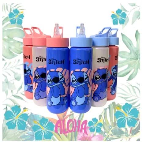Squeeze Garrafa Stitch 700 Ml com bico de silicone, Agua, sucos, Academia, Passeio Escola Adulto e infantil Lembrança.
